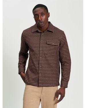 Ben Sherman Puppytooth Overshirt In Bark - Multicolour