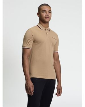 Ben Sherman Short Sleeve Signature Pique Polo In Biscuit - Natural