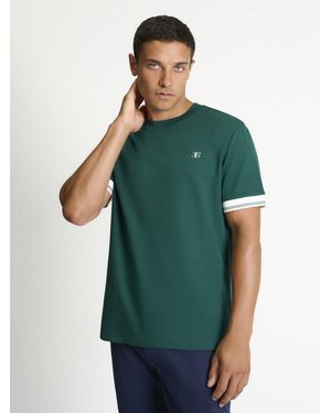 Ben Sherman Textured Tipped Tee In Dark Green