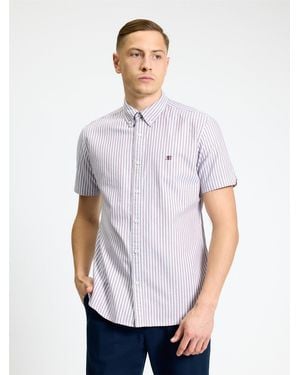 Ben Sherman Short Sleeve Oxford Stripe Shirt In - White