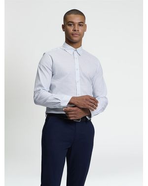 Ben Sherman Long Sleeve Optic Geo Print Shirt In - White
