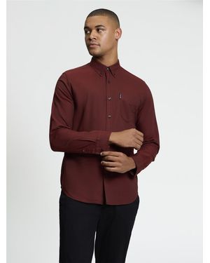 Ben Sherman Long Sleeve Signature Oxford Shirt In Sienna - Red