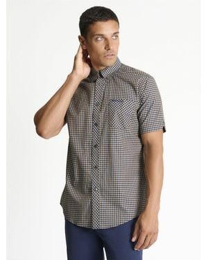 Ben Sherman Short Sleeve Gingham Shirt In - Grey