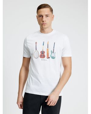 Ben Sherman Short Sleeve Jumble Guitars Tshirt In White