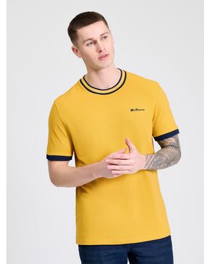 Ben Sherman Pique Ringer Tee In - Yellow