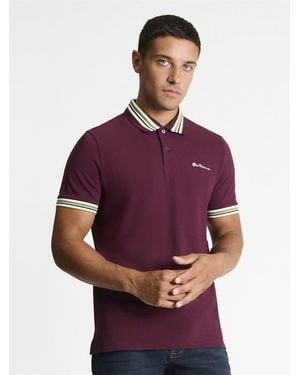 Ben Sherman House Collar Polo Shirt In Dark Wine - Purple
