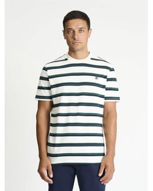 Ben Sherman Textured Stripe Tee In Snow White