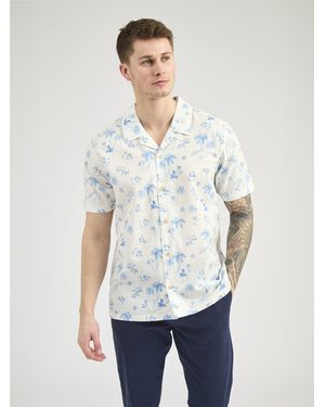 Ben Sherman Short Sleeve Resort Print Shirt In Ivory - White