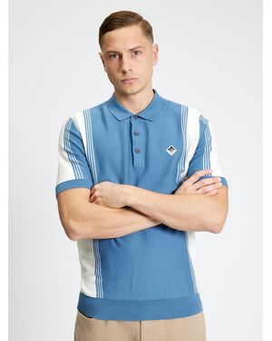 Ben Sherman Short Sleeve Colour Block Sport Knitted Polo In - Blue