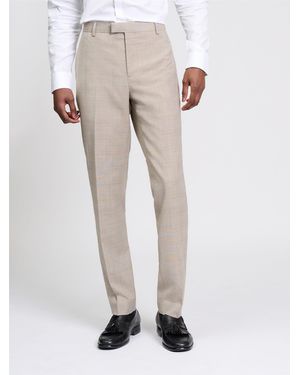 Ben Sherman Tonal Wool Check Trousers In Light Brown - Natural
