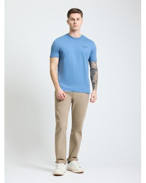 Ben Sherman Embroidered Logo Tee In Riviera Blue