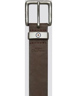 Ben Sherman S Leather Brown Belt - White