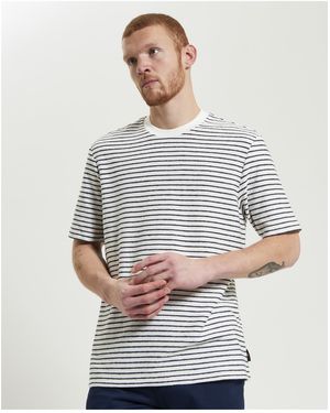 Ben Sherman Textured Stripe Tee In Snow White