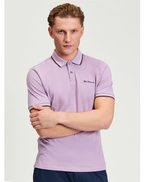 Ben Sherman Short Sleeve Signature Pique Polo In Purple