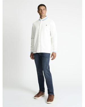 Ben Sherman Tipped Long Sleeve Polo Shirt In - White