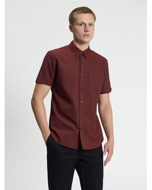 Ben Sherman Short Sleeve Signature Oxford Shirt In Sienna - Red