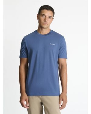 Ben Sherman Chest Embroidery Tee In Dark Denim - Blue