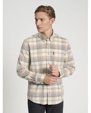 Ben Sherman Long Sleeve Corduroy Check In Ivory - White