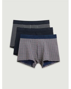 Ben Sherman 3 Pack Jacquard Logo Geo Print Trunks In Assorted - Black
