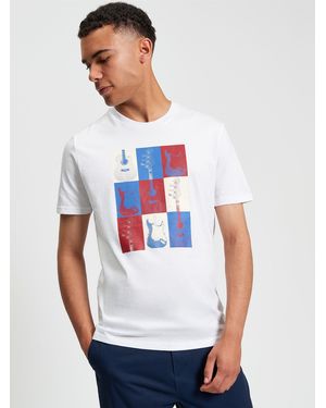 Ben Sherman Pop Art Guitars Tee In White - Blue