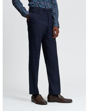 Ben Sherman Navy Tonal Check Trouser In Navy - Blue