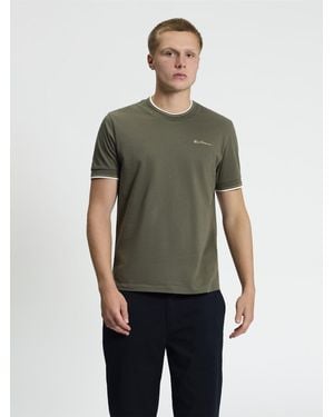Ben Sherman Short Sleeve Ringer Tshirt In Khaki - Green