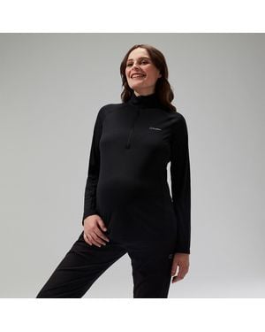Berghaus 24/7 Half Zip Maternity Long Sleeve Tech Tee - Black