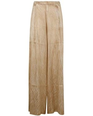 Avant Toi Crumpled Effect Silk Palazzo Trousers - Natural