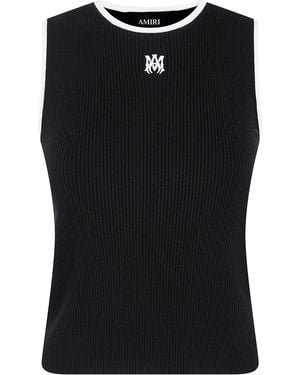 Amiri Ma" Rib Knit Tank Top - Black