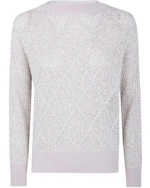 D.exterior D. Exterior Maglione Con Scollo A Barca E Paillettes Rhombus - Bianco
