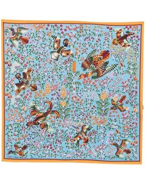 Inoui Edition Square Scarf "Rene Perrot" - Blue