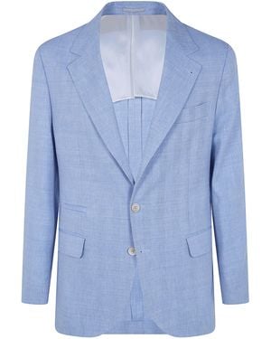 Brunello Cucinelli Single-Breasted Blazer Jacket - Blue