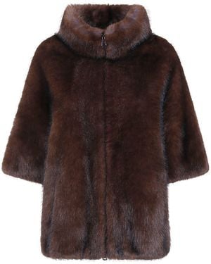 VALENTINI 1972 Cape Eco Fur "Zibellino Cocoa" - Brown
