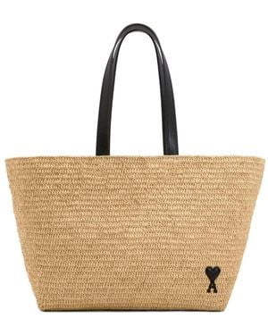 Ami Paris "Ami De Coeur" Tote Bag - Natural