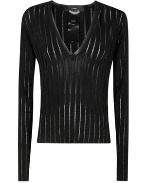 SAPIO Viscose Crepe De Chine V Neck Jumper - Black