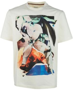 Paul Smith Photo Floral Print Tshirt By - Grey