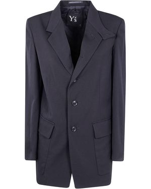 Y's Yohji Yamamoto "Notched Lapel" Gabardine Jacket - Blue