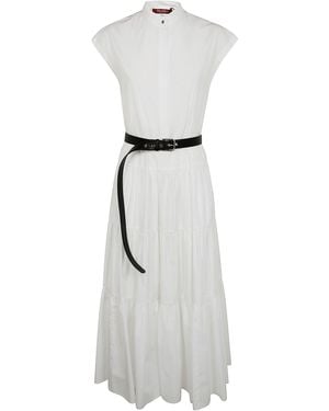 Max Mara Bairo Long Belted Dress - White