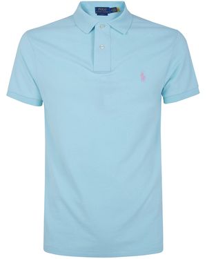 Polo Ralph Lauren Short Sleeves Knit Classic Logo Polo Shirt - Blue