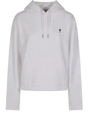 Ami Paris Contrasted "Ami De Coeur" Hoodie - Grey