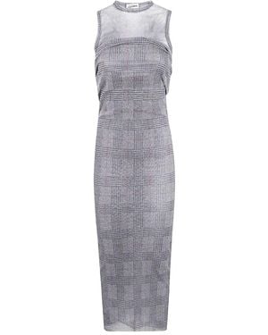 Jean Paul Gaultier Mesh Long Dress Double Layer Printed "Body Shadow" - Grey
