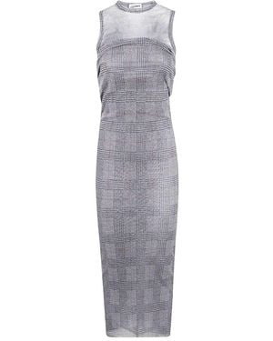 Jean Paul Gaultier Mesh Long Dress Double Layer Printed "Body Shadow" - Grey