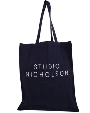 Studio Nicholson Large Tote: Cotton Bag - Blue