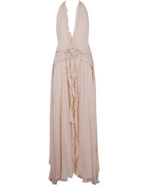 Blumarine Georgette Long Dress - White