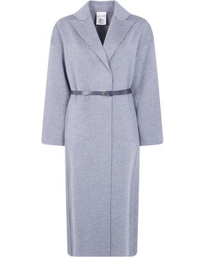 Semicouture Coat Long Belted "Y6Wv08 Y471 Dark" - Blue