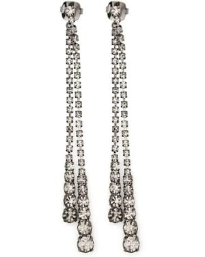Helene Zubeldia "Timeless" Duo Crystal Earrings Pins - White
