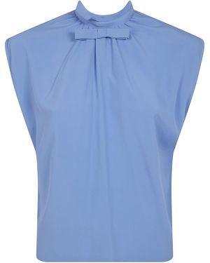 DR. HOPE Silk Blend Bow Blouse - Blue