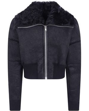 Rick Owens Jacket Cropped Suede "Flight" - Blue