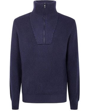 FILIPPO DE LAURENTIIS Half Zip Jumper - Blue
