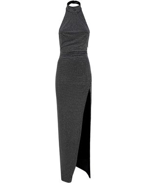 Balmain Halterneck Velvet Strass Long Dress - Black